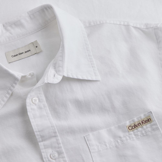 Calvin Klein Ανδρικό πουκάμισο Linen Cotton Short Sleeve Shirt